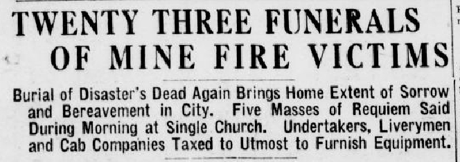Twenty Three Funerals of Mine Fire Victims
